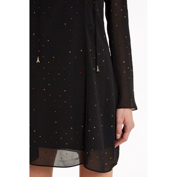 Black Shimmering Patrizia Pepe Italian Designer Dress Multicolor Metallic Dots - Picture 3 of 8